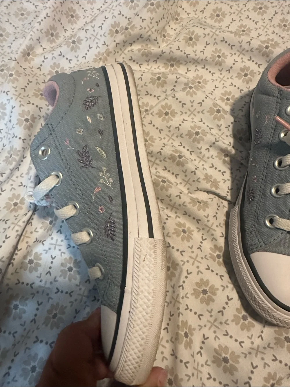 Converse Kids Low Top Sneakers - Blue with Pink Trim